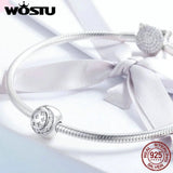 925 Silver Moon & Stars Clip Charm for DIY Beads Bracelet FIC813