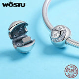 925 Silver Moon & Stars Clip Charm for DIY Beads Bracelet FIC813