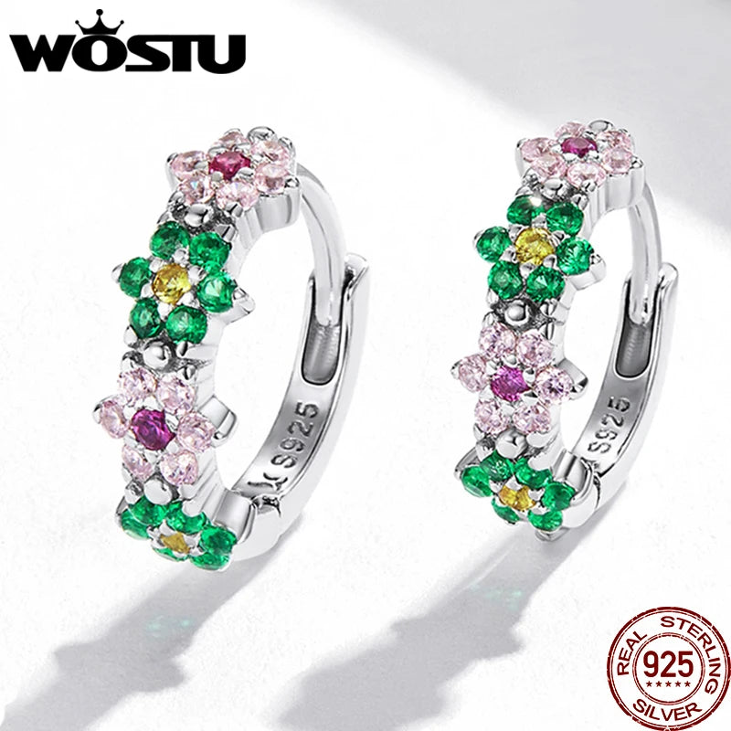 925 Silver Spring Flower Zircon Wedding Party Jewelry FICE1320