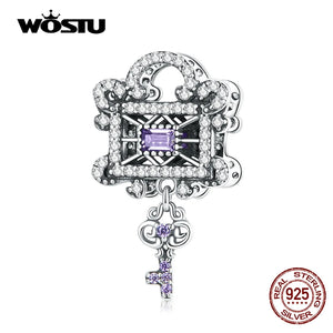 925 Sterling Silver Lock & Key Charms Beads Pendant for DIY Bracelet Bangle