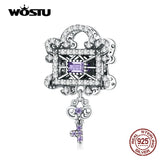 925 Sterling Silver Lock & Key Charms Beads Pendant for DIY Bracelet Bangle