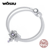 925 Sterling Silver Lock & Key Charms Beads Pendant for DIY Bracelet Bangle