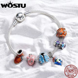 925 Silver Snowman Pendant CZ Charm DIY Bracelet Jewelry