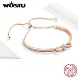 925 Silver Bowknot Bracelet For Women Rose Wedding Lover Jewelry