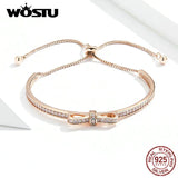 925 Silver Bowknot Bracelet For Women Rose Wedding Lover Jewelry