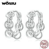 925 Silver Tassel Rings Stud Earrings Women Punk Fine Jewelry