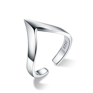 925 Silver V Shape Ring Women Adjustable Wedding Jewelry Gift CQR470