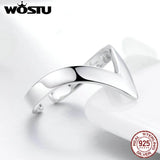 925 Silver V Shape Ring Women Adjustable Wedding Jewelry Gift CQR470