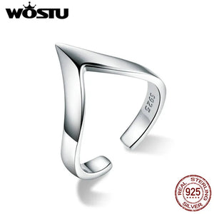 925 Silver V Shape Ring Women Adjustable Wedding Jewelry Gift CQR470