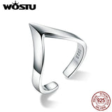 925 Silver V Shape Ring Women Adjustable Wedding Jewelry Gift CQR470