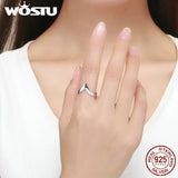 925 Silver V Shape Ring Women Adjustable Wedding Jewelry Gift CQR470