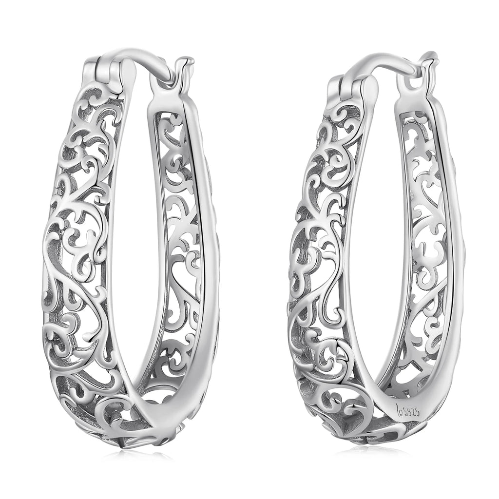 Vintage 925 Sterling Silver Snake Hoop Earrings Wedding Jewelry