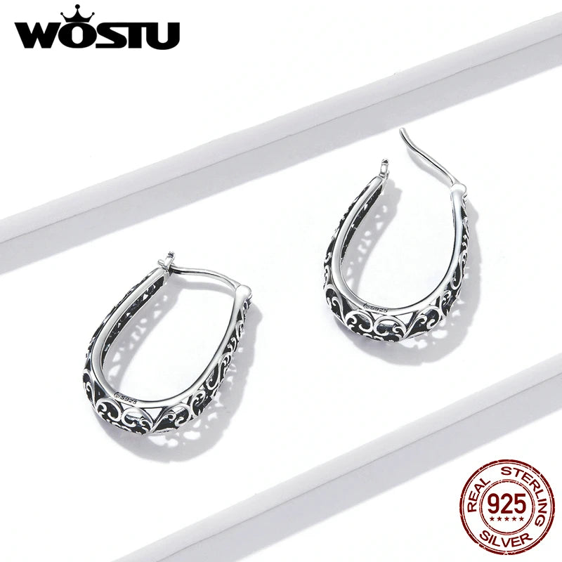 Vintage 925 Sterling Silver Snake Hoop Earrings Wedding Jewelry