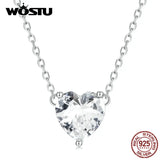 925 Silver Zircon Heart Charm Necklace for Women