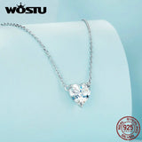 925 Silver Zircon Heart Charm Necklace for Women