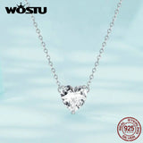925 Silver Zircon Heart Charm Necklace for Women