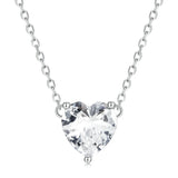 925 Silver Zircon Heart Charm Necklace for Women