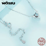925 Silver Zircon Heart Charm Necklace for Women
