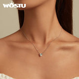 925 Silver Zircon Heart Charm Necklace for Women