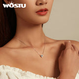 925 Silver Zircon Heart Charm Necklace for Women