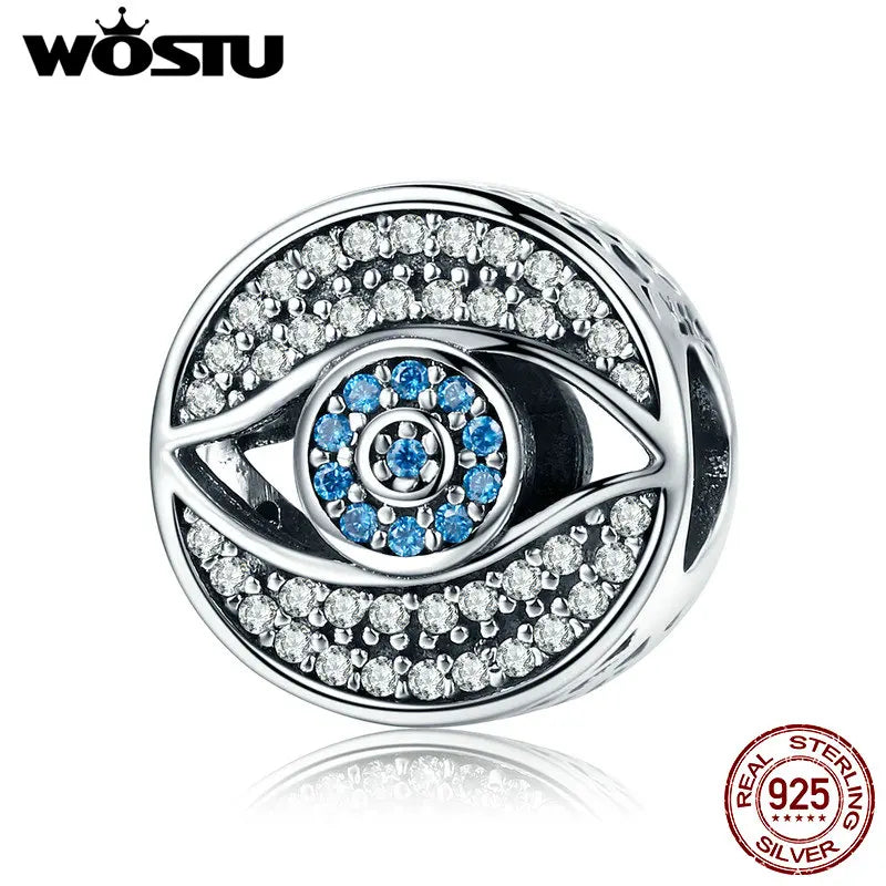 925 Silver Lucky Eye CZ Charm Bead for Women Bracelet DIY