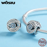 925 Sterling Silver Lucky Eye Clear CZ Charm Beads for Women Charm Bracelet