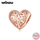 925 Silver Tree of Life Rose Heart Charm Pendant