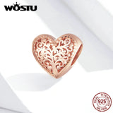 925 Silver Tree of Life Rose Heart Charm Pendant