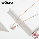 925 Silver Rose Paper Heart Necklace for Women
