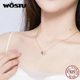 925 Silver Rose Paper Heart Necklace for Women