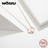 925 Silver Rose Paper Heart Necklace for Women
