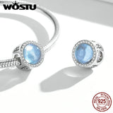Round Glass Opal Beads 925 Sterling Silver Rainbow Purple Charms Fit Bracelet
