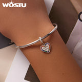 Rainbow Love Pendant Charm CZ DIY Jewelry for Bracelet Necklace