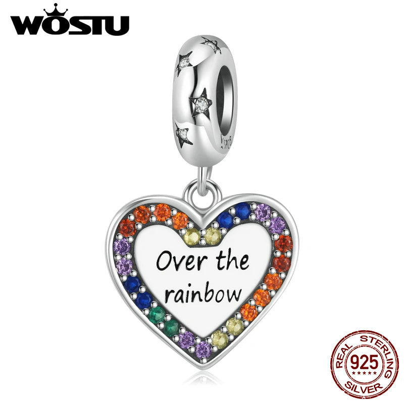 Rainbow Love Pendant Charm CZ DIY Jewelry for Bracelet Necklace