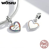 Rainbow Love Pendant Charm CZ DIY Jewelry for Bracelet Necklace