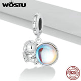 S925 Sterling Silver Astronaut Pendant Charm Bead for Jewelry Making