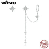 925 Silver Shining Stars Drop Earrings, Dangle Long Earrings