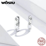 925 Silver CZ Star Hoop Earrings Small Circle Women Anniversary Jewelry