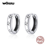 925 Silver CZ Star Hoop Earrings Small Circle Women Anniversary Jewelry