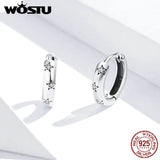 925 Silver CZ Star Hoop Earrings Small Circle Women Anniversary Jewelry