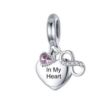 Personalized Name Pet Zircon Heart Charm for Bracelet