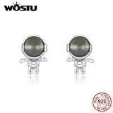 Sterling Silver Astronaut Moonstone Stud Earrings