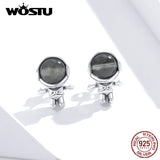 Sterling Silver Astronaut Moonstone Stud Earrings
