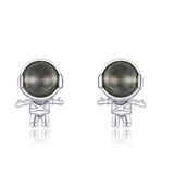 Sterling Silver Astronaut Moonstone Stud Earrings