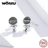 Sterling Silver Astronaut Moonstone Stud Earrings
