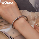 Silver Snake Open Bangle Bracelet Green Zircon Charm Unique Gift