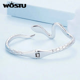 Silver Snake Open Bangle Bracelet Green Zircon Charm Unique Gift