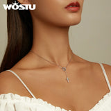 925 Silver Love Cross Pendant Necklace for Women