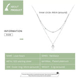 925 Silver Double Layer Heart Necklace for Women CTN168