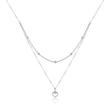 925 Silver Double Layer Heart Necklace for Women CTN168